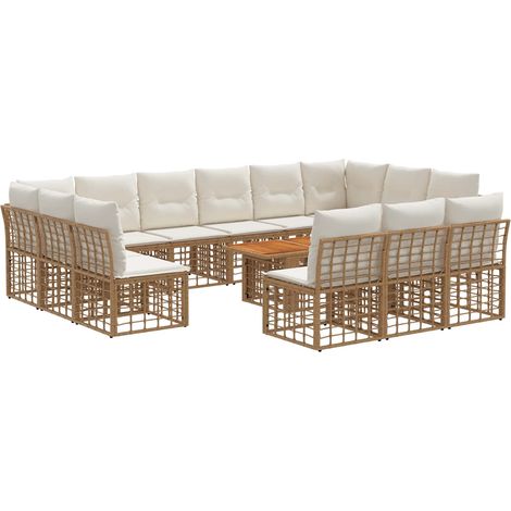 Gartensofa-set 14 stk. Natürlich und Cremweiß Poly-Rattan vidaXL (1/5)