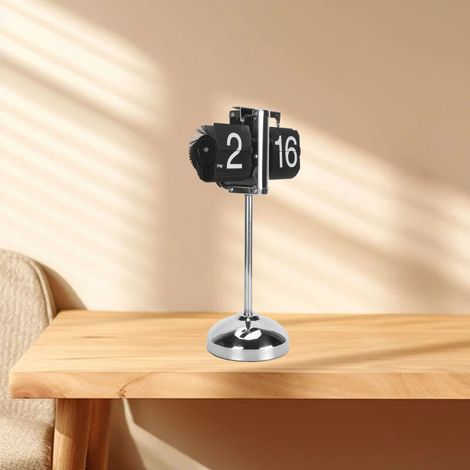 Digitale Klappuhr [304 Edelstahl, teleskopierbar, rutschfest] Automatisches, batteriebetriebenes Tischmodell für Wohnzimmer und Büro, Schwarz