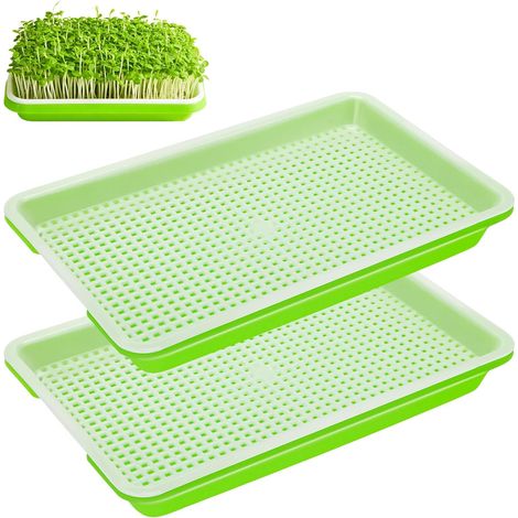 2 x Seed Sprouter, 22 x 14 cm, Includes Microgreens Starter Kit, Soilless Hydroponic Grow Tray for Fresh Sprouts on Window Sill (1/5)