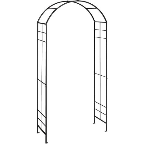 Arche à rosiers décorative jardin 200 x 100 x 30 cm en métal noir (1/4)