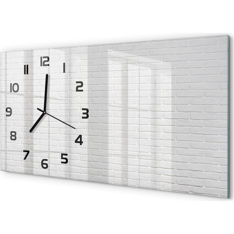 Horloge Murale Originale 60x30 cm Verre Trempé Cadeau Maison Moderne Mur de briques (1/5)