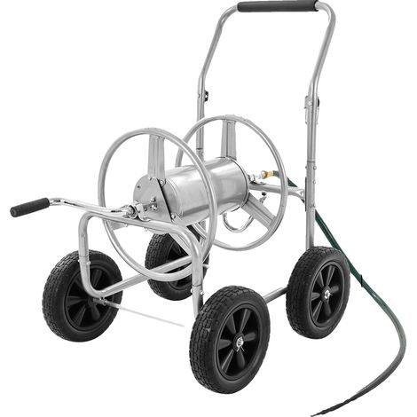 Chariot enrouleur de tuyau, métal robuste, polyvalent pour une utilisation au jardin, 250FT (1/2)