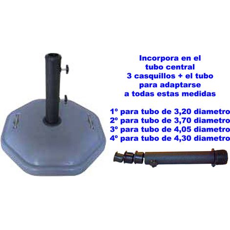 Parasol octogonal BAMBÚ con base de cemento color gris oscuro D500x80MM 30KG