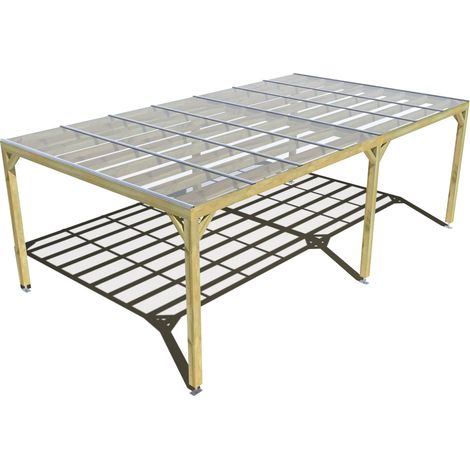 Pergola bois • 7m x 4m • indépendante • sens largeur • couverture étanche transparente incluse • livraison comprise (1/3)