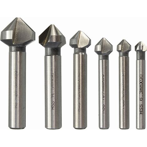 Lntyq – Lot de 6 forets à fraiser HSS 90° – Diamètres 6,3/8,3/10,4/12,4/16,5/20,5 mm – Pour bois, métal et PVC – Conception monobloc pour fraisage précis (1/4)