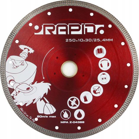 Disco de diamante 250x10x30/25,4/mm Corte rápido silencioso Rojo (1/5)