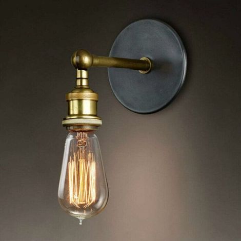 Rétro Luminaire Applique Murale Style Industriel Réglable Finition de Laiton éclairage Vintage Edison Lampe Douille E27 pour pour Décoration de Maison, Bar, Restaurants, Café (1/5)