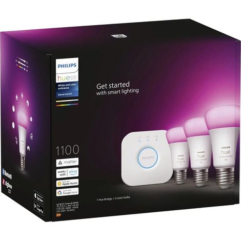 [NEUWERTIG] B-Ware Philips Hue Beleuchtungskit 3 Led Lampen E27 A60 Rgbw Starterset Weiß Smart Home