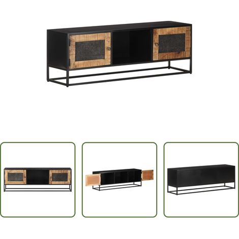 Meuble stéréo industriel - Meuble TV 120x30x40 cm Bois de manguier brut (1/5)
