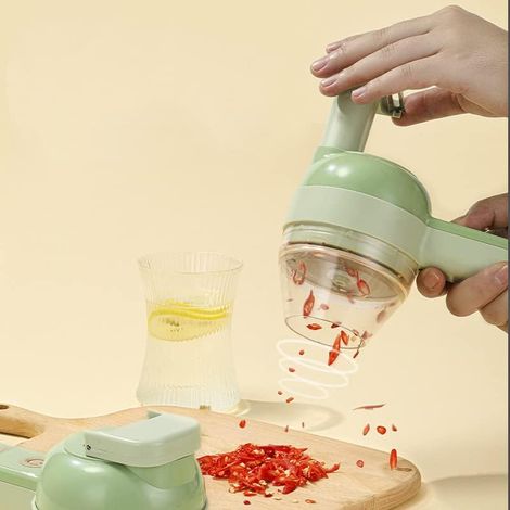 Tritatutto elettrico senza fili per aglio con impugnatura morbida, tritatutto con funzionamento senza fili, facile da pulire, tritatutto elettrico senza fili per cucina domestica (verde) (1/4)