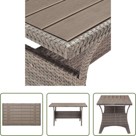 vidaXL Gartentisch Grau - Gartentisch Grau 120x70x66 cm Poly Rattan (1/5)