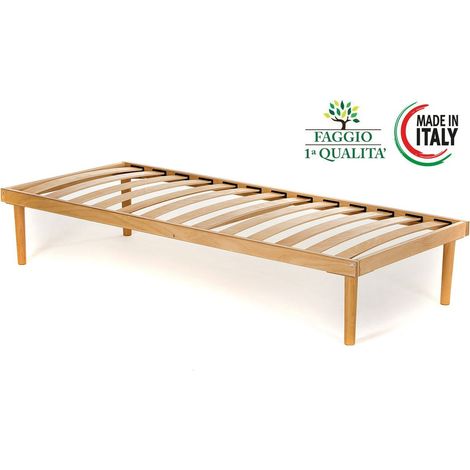 Rete Singola completamente in legno di faggio prima scelta misura 80x190 con doghe in faggio naturale - Materassimemory.eu