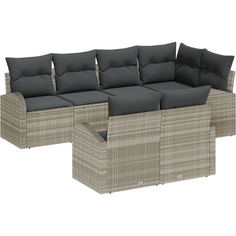Garden Sofa Set 7 pcs Light Grey Poly Rattan vidaXL (1/5)