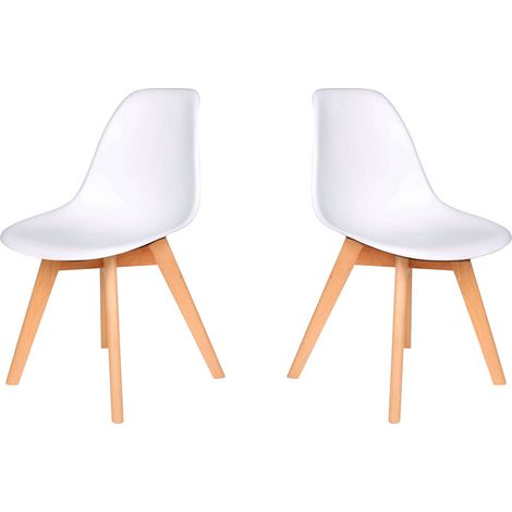 Hobag – Lot de 2 chaises scandinaves blanches – Structure en hêtre – Assise en polypropylène – Dimensions L53 x P46 x H80 cm – Hauteur d'assise 47 cm