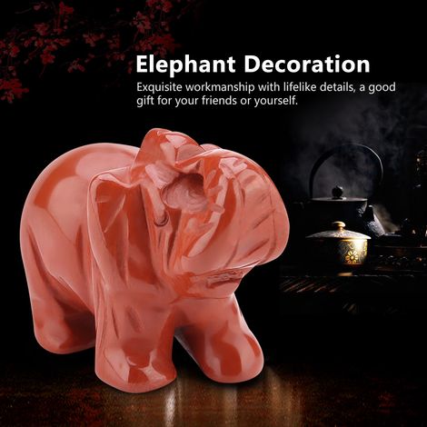 Figurine d'éléphant en cristal sculpté dans de la pierre naturelle de 1,5 pouce - Objet de décoration et d'ameublement (06) (1/5)