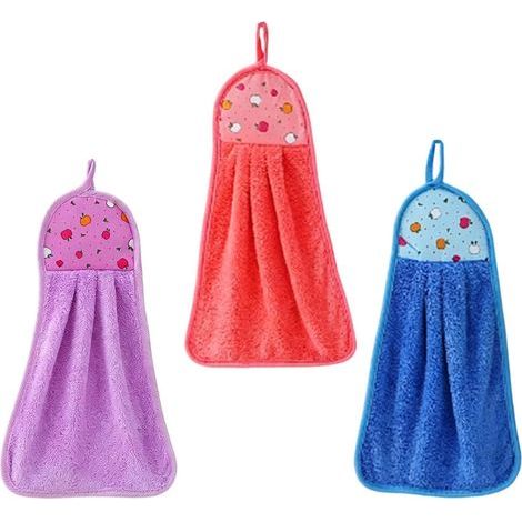 towels for bathroom coral fleece kitchen washcloth with tie (1/5)