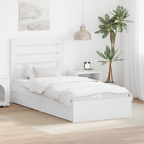 vidaXL Lit de Rangement Blanc 90 x 200 cm Bois d'ingénierie (1/5)