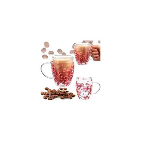 1 Stück 300 ml doppelwandiger Thermobecher aus Glas mit Blumenmuster, geeignet für Kaffee/Tee, mit Henkel, für den täglichen Gebrauch (1/5)