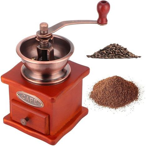 Manuelle Kaffeemühle, hölzerne Handkurbel-Kaffeemühle im Retro-Stil (1/3)