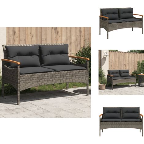 Banc de jardin avec coussins 116x62,5x74 cm gris résine tressée - Banc De Jardin - Mobilier De Jardin - Chaise Extérieure - Fauteuil Extérieur - Salon De Jardin (1/5)