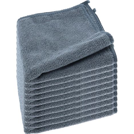 Lot de 10 Chiffons de Nettoyage en Microfibre Polyvalents sans Traces - Dimensions : 30 x 30 cm (Gris) (1/5)