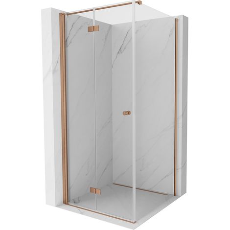 Mexen Mist-F T klappbare Duschkabine links 120 x 120 cm, transparent, gebürstetes Kupfer - 8A6T-120-120-65-00-L (1/5)