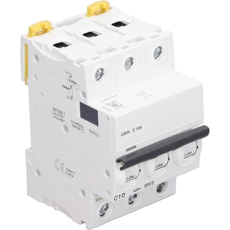 Disjoncteur miniature tripolaire 400 V pour montage sur rail DIN, interrupteur de protection contre les surcharges basse tension IC65NC10A (10
