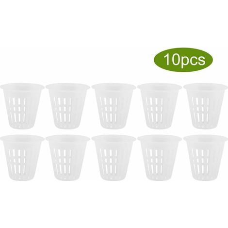 10pcs / Set Paniers Hydroponiques Plantes Tasses Pots en Plastique Réutilisable Durable Jardin Net Pépinière Seau Panier pour Jardin Hydroponique Plantation Balcon(Blanc) (1/5)