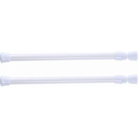 Set di 2 aste telescopiche per tenda da doccia, non richiedono foratura, per doccia, vasca da bagno, armadio, colore bianco, larghezza 30-50 cm (1/5)