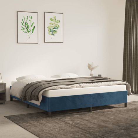 Estructura de cama sin colchón terciopelo azul oscuro 180x200cm vidaXL