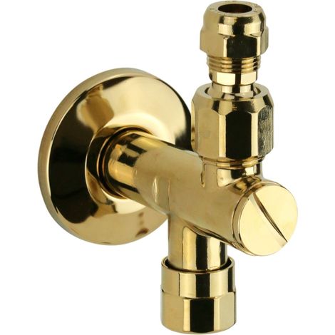 Grifo con filtro bajo fregadero con articulación giratoria y tapón Ø3/8" en color oro pulido De Borri RV4200/D  Oro (1/2)