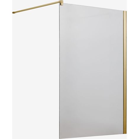 Paroi de douche fixe avec verre trempé 8 mm et aluminium Bristol SKLUM Or brossé