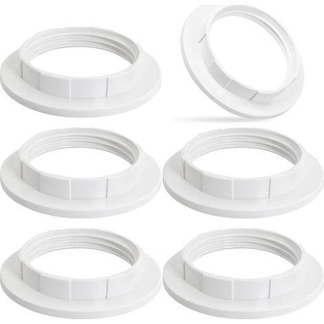 Anello adattatore per paralume, anello portalampada bianco, anello di fissaggio per portalampada E26/E27, ricambi per portalampada (diametro esterno 58 mm/diametro 38 mm, filettatura da 1-1/2") - 6 pe