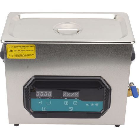 Nettoyeur à ultrasons, appareil de nettoyage sonique chauffant 40 kHz, capacité 6 L, pour bijoux et verres, prise UE 220 V (1/5)