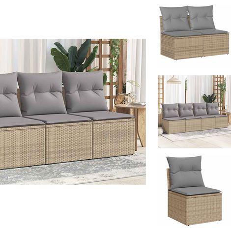 Salon de jardin avec coussins 2 pcs beige résine tressée acacia - Ensemble De Canapés De Jardin - Ensembles De Canapés De Jardin - Ensemble De Canapés D'extérieur - Ensemble De Canapés De Patio (1/5)
