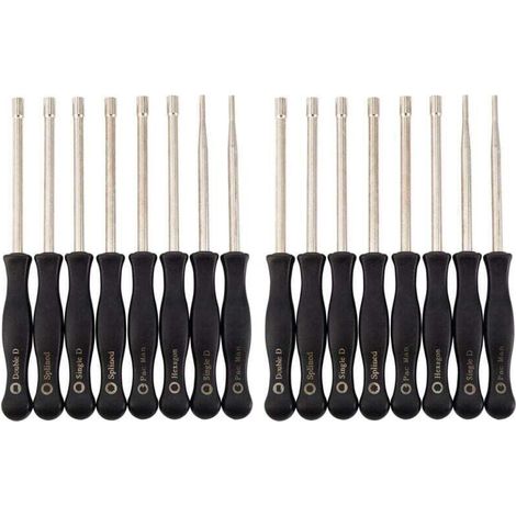 Kit de 16 tournevis pour réglage de carburateur, douilles hexagonales simples et doubles (1/4)