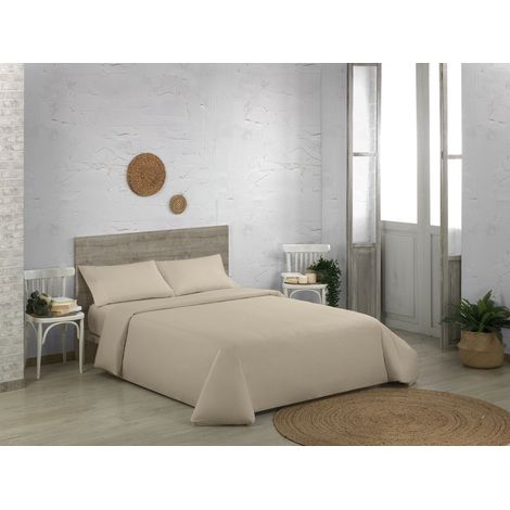 Funda nórdica de algodón orgánico color topo. Cama de 150/160 cm. (1/2)