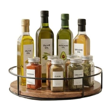 Plateaux de Rangement Tournants, 23cm Épices Rond Plateau De Rangement, Lazy Susan Étagère à Épices Rotative à 360°, Range Epices Cuisine bois pour Armoire, Cuisine, comptoir (1/5)