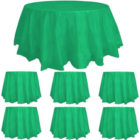 6er Pack runde Einweg-Tischdecken 213,4 cm Grün, wasserabweisend, PEVA