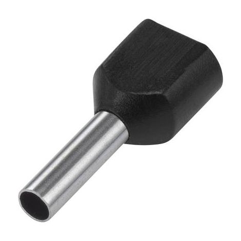 TRU COMPONENTS TE60-14BK TERMINALE DOPPIO DEXTR TERMINALE CAVO 1 X 6 MM X 14 MM PARZIALMENTE ISOLATO NERO 100 PZ(I)