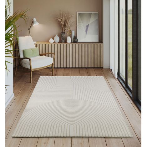 Everest tapis salon chambre court poil doux crème, 160 x 230 cm