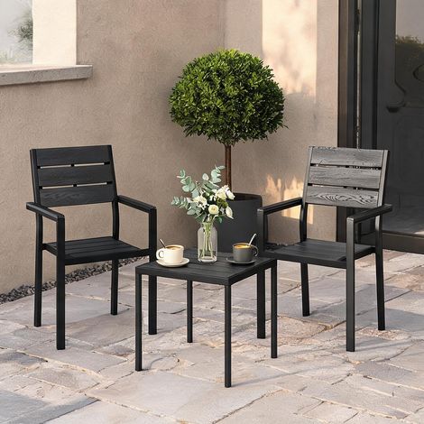 Table de jardin negro en métal HDPE 56 x 56 x 91 cm (1/5)