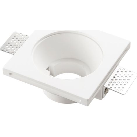 "Faretto ad incasso ENTITY in gesso bianco verniciabile con ghiera intercambiabile 12x12 cm. (1xGU10)" (1/2)