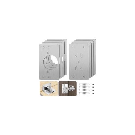 D'armoire avec Trou, 8 Pièces Supports de Réparation Plaques Installation Facile avec 48 Vis, Kit De Réparation De Charnière pour Bois, Meubles, Étagères