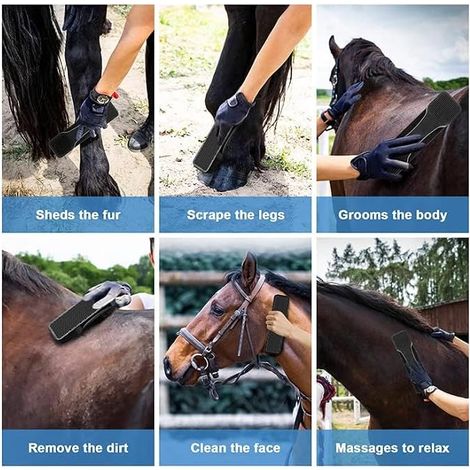 Lot de 2 brosses en crin de cheval, brosses de pansage, outil de démêlage pour chevaux avec manche (1/4)