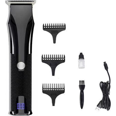 Tondeuse À Cheveux - Tondeuse À Barbe Multifonction Sans Fil - Moteur Rotatif Puissant - Écran LED - Batterie Rechargeable USB - Pour Hommes - 1 Pièce (1/5)