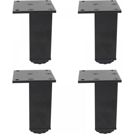 Pieds de meubles carrés, noirs, 6,86,810 cm, 4 pieds réglables en alliage d'aluminium, pieds de canapé. (1/5)