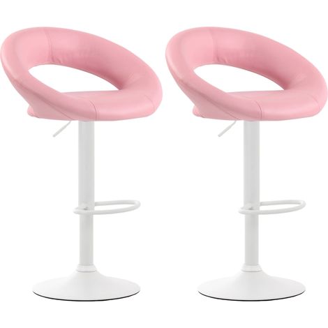 2er Set Barhocker Olinda Kunstleder pink weiß