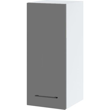 Meuble haut de cuisine Lovia Gris Mat 1 porte L 30 cm - Porte avec poignée apparente Grey (1/2)