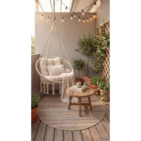 Tapis en jute Tapis Cosmo  - 150x150cm, Round - 80% Jute, 20% Coton - Tissé main - Marron